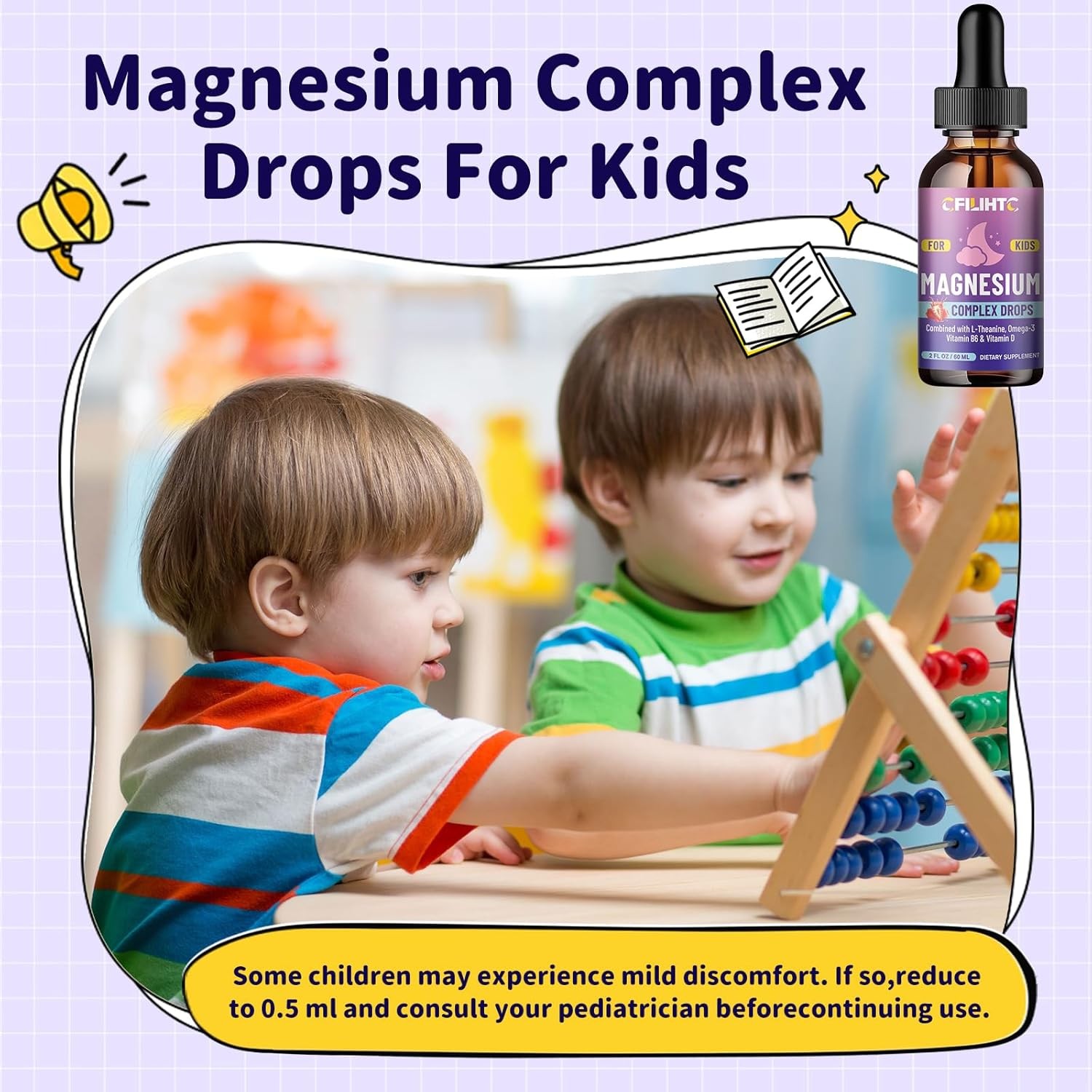 Kids Magnesium Liquid Drops-Magnesium Glycinate Liquid for Kids