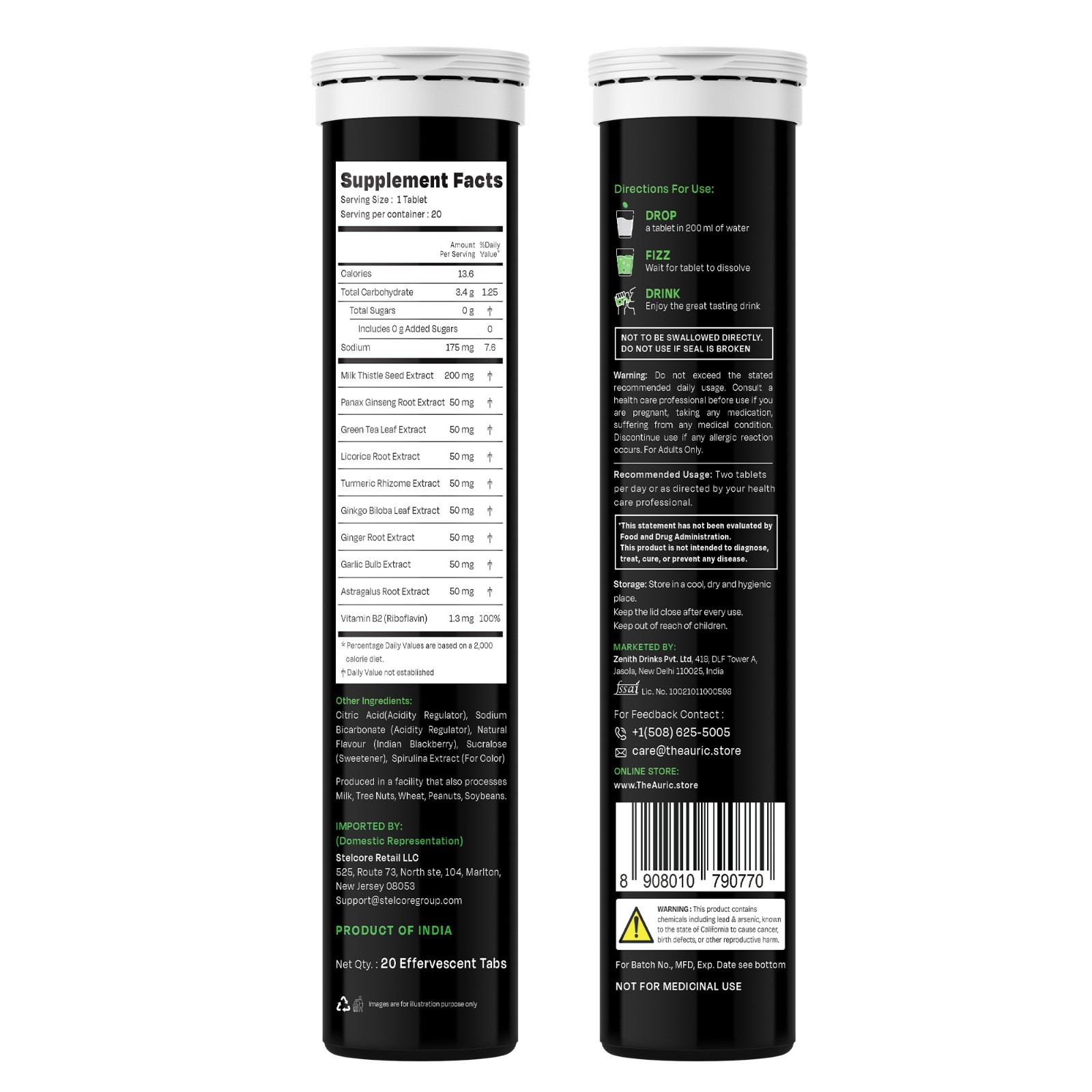 Auric Liv 365 Green Effervescent Tablet | Supports overall wellbeing