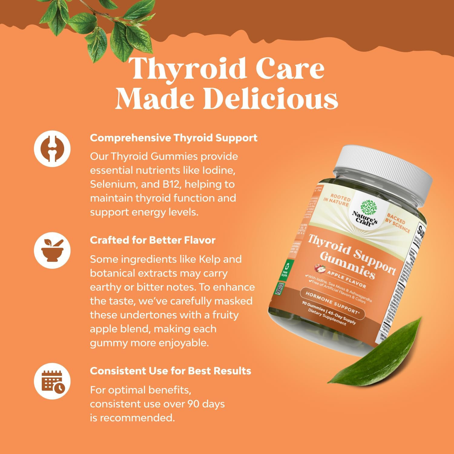 Natures Craft Vegan Thyroid Gummies with Sea Moss 90Gummies Exp. 05/2026