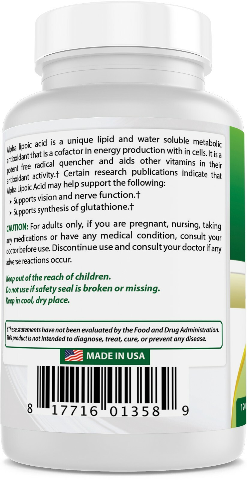 Best Naturals Alpha Lipoic Acid 300 mg 120 Capsules antioxidant