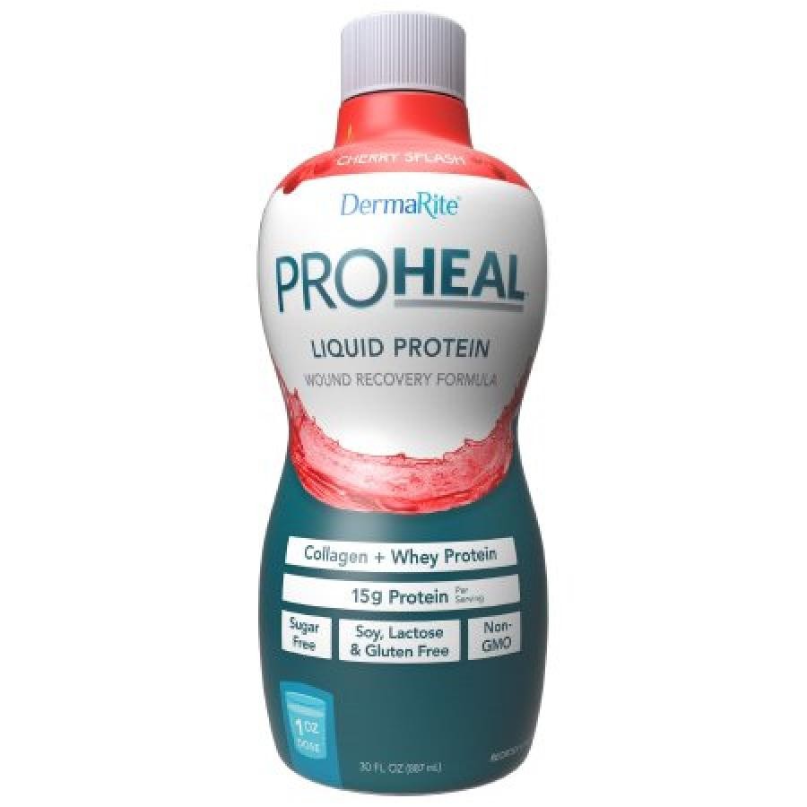 ProHeal Liquid Protein Supplement Cherry Splash Flavor 30 Oz. Bottle, 6 Count