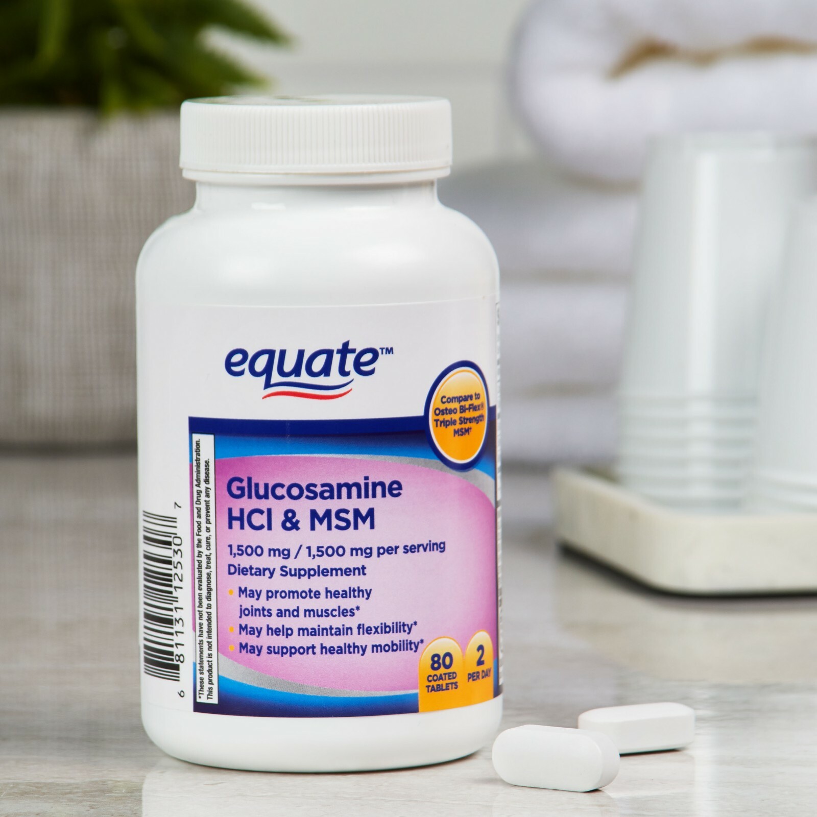 Equate Calcium Citrate + D3 Coated Tablets, 180 Count Bone & Joint Health Bone.+