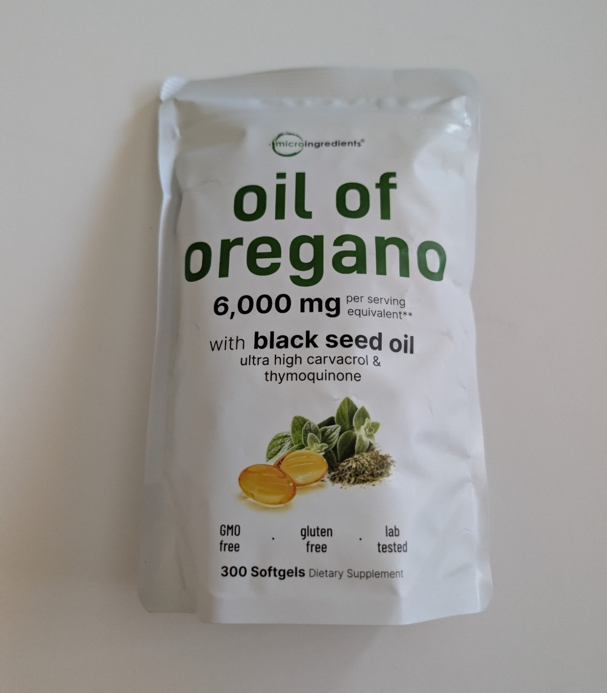 Micro Ingredients Oil of Oregano + Black Seed Oil Softgels GMO-Free 300 Ct