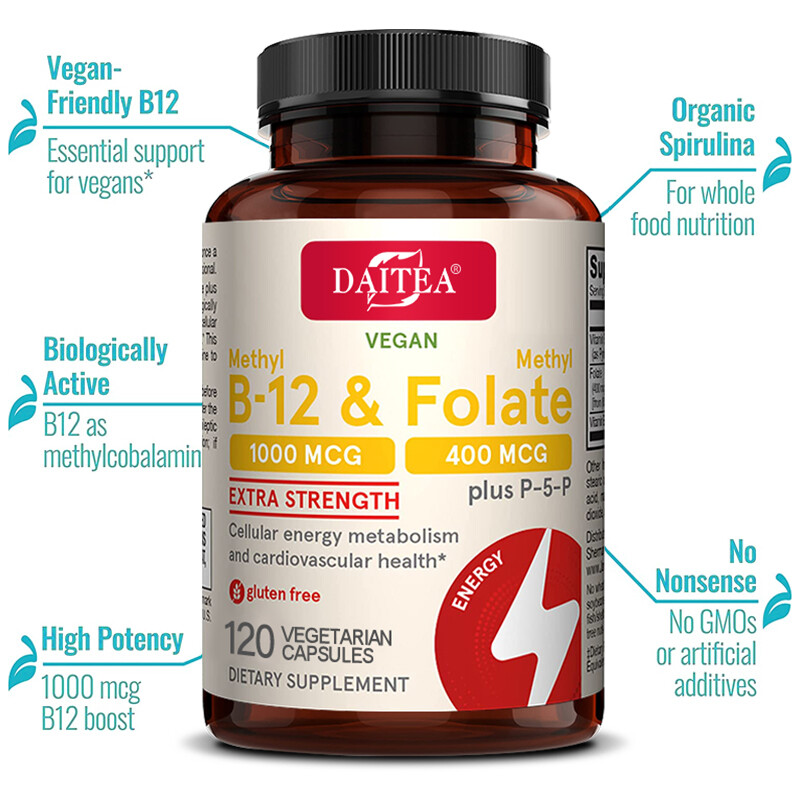 Methyl Folate Support, Methylated Multivitamin for Women & Men w/Vitamin B12 B6