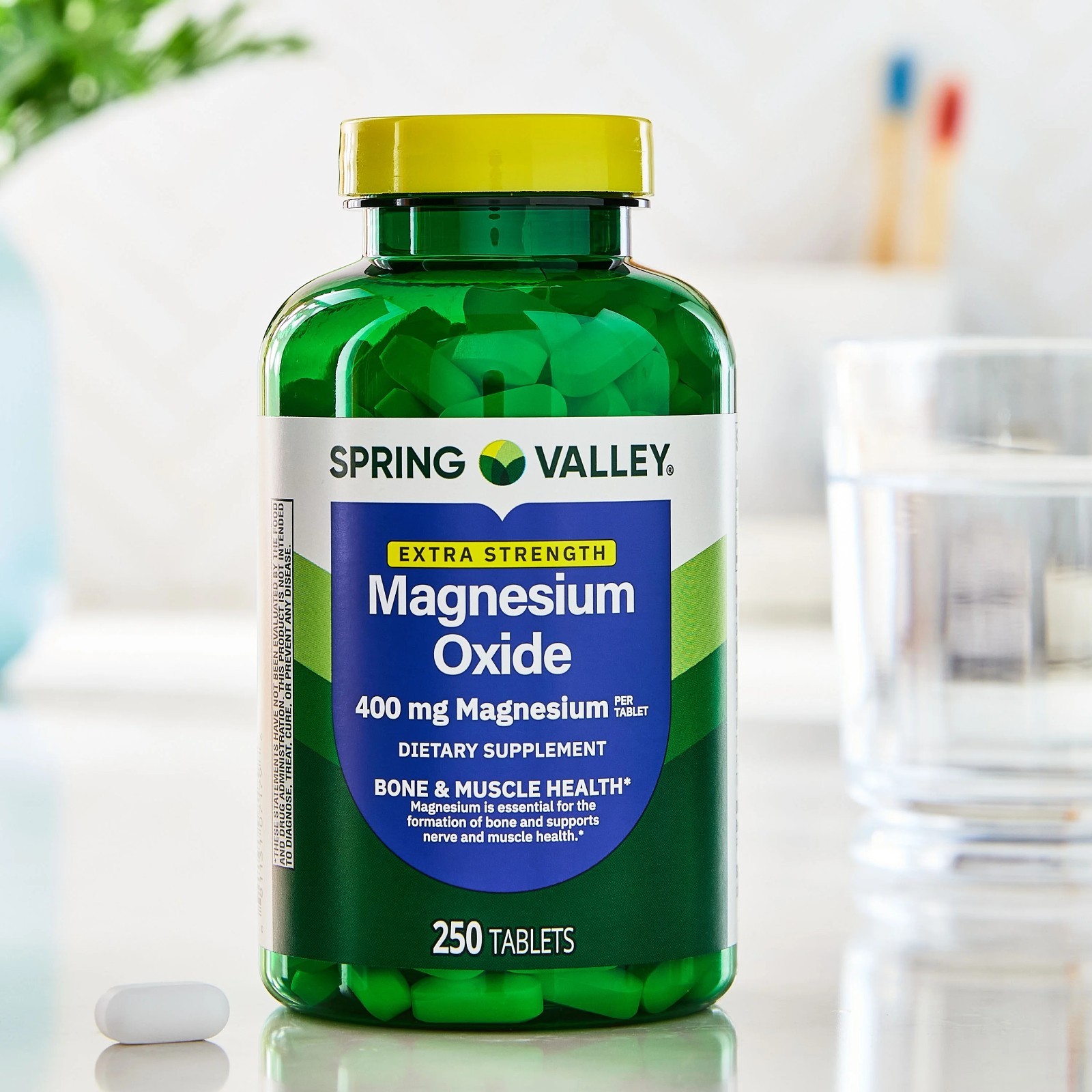 Spring Valley Magnesium Tablets 400 mg for Bone , Muscle Health, 250 Count.