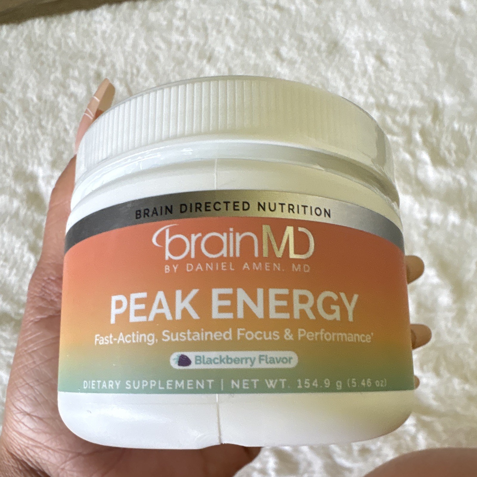 BrainMD Peak Energy Powder Dietary Supplement Energy Support Blackberry 154.9g