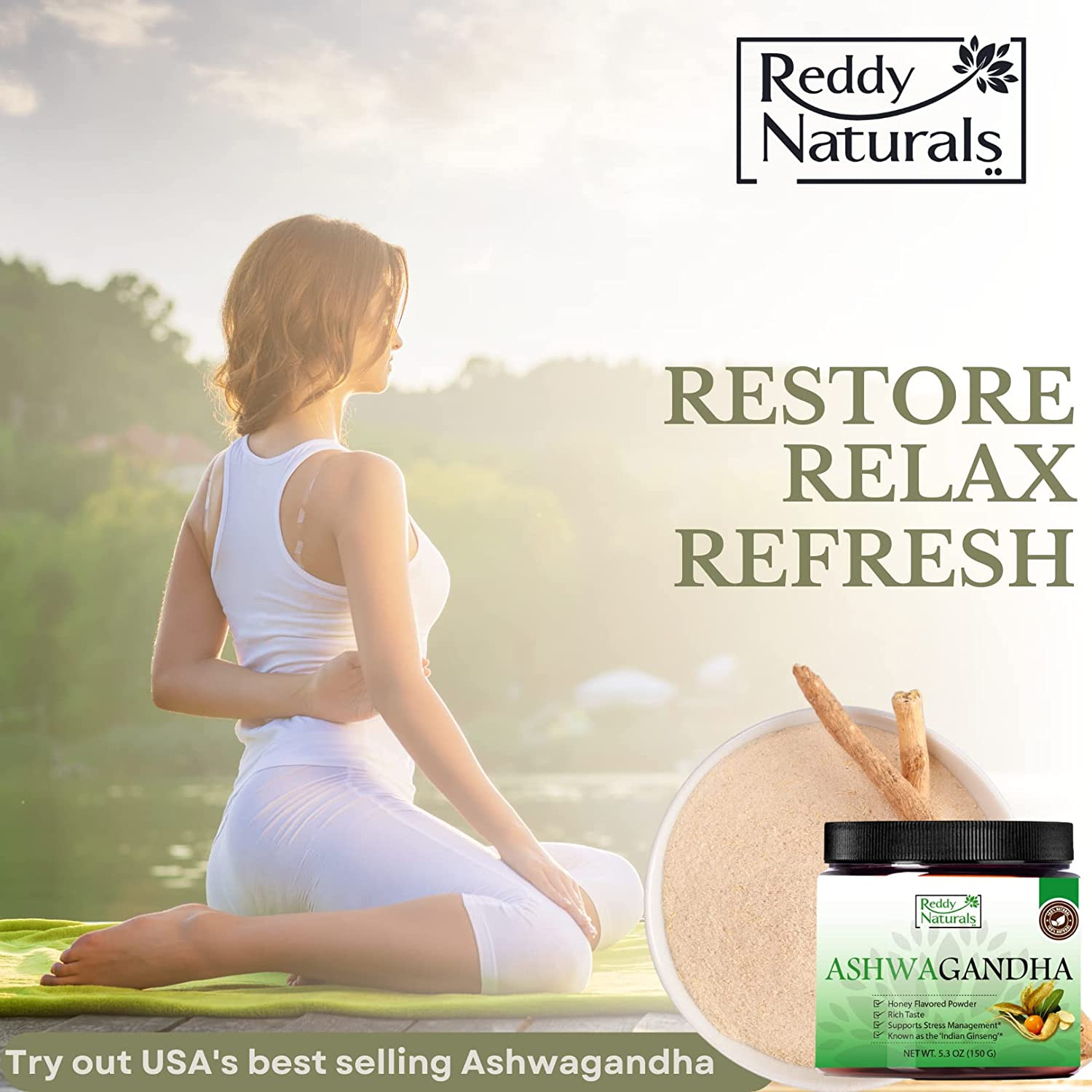 Organic Ashwagandha Root Powder with Superior Absorption Formula Honey Flavored