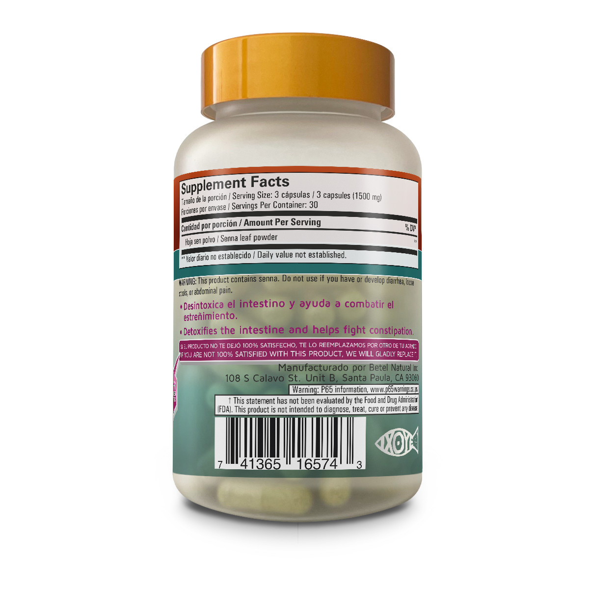 Premium Hoja Sen / Senna Leaf Capsules – 1500 mg Per Serving – 90 Caps