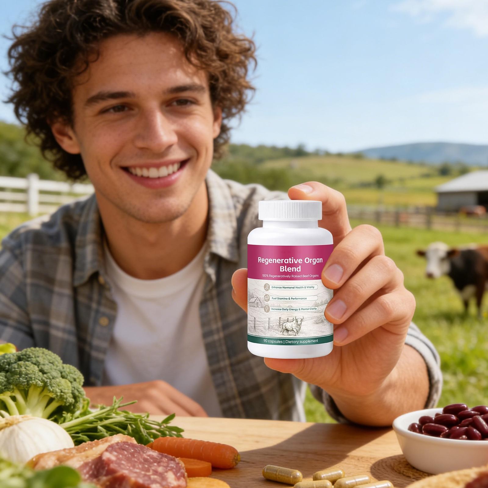 MORNING RISE Regeneratively Raised Beef Organs Capsules Non-GMO 90 Counts