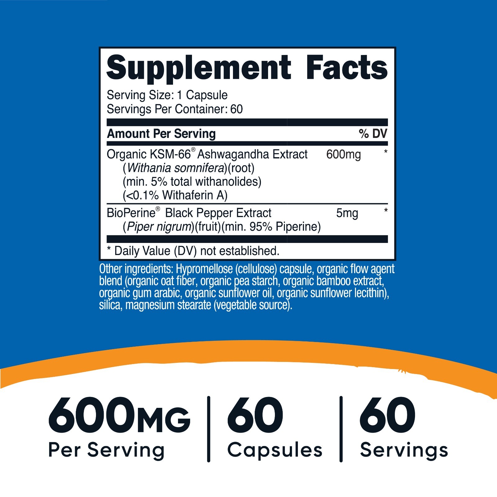 Nutricost KSM-66 Ashwagandha Root Extract 600mg, 60 Vegetarian Caps