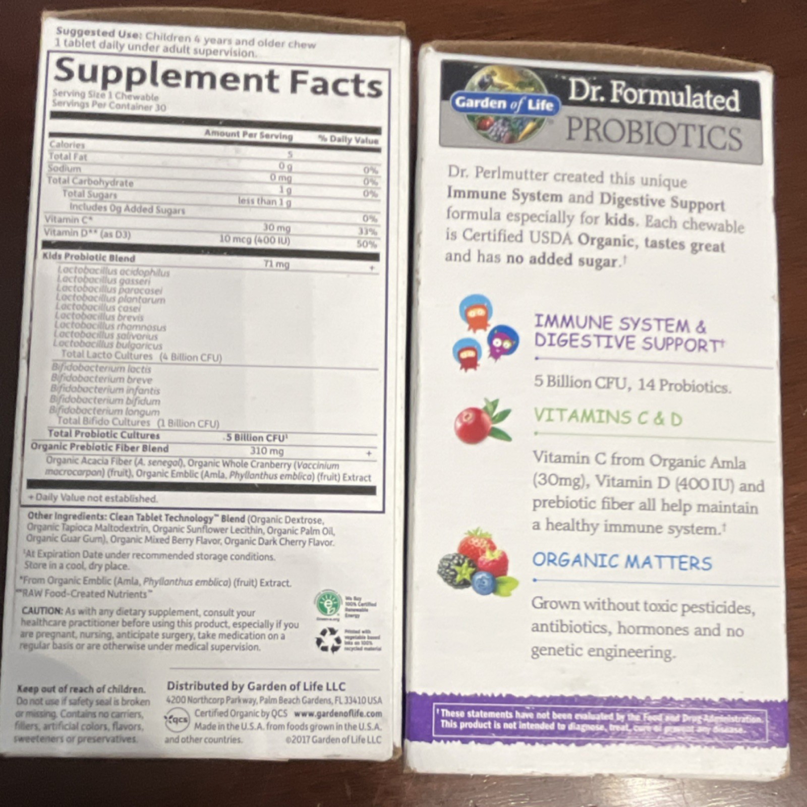 Garden of Life Dr Formulated Probiotics Organic Kids+ 30 Chewables 2 pack 5 bill