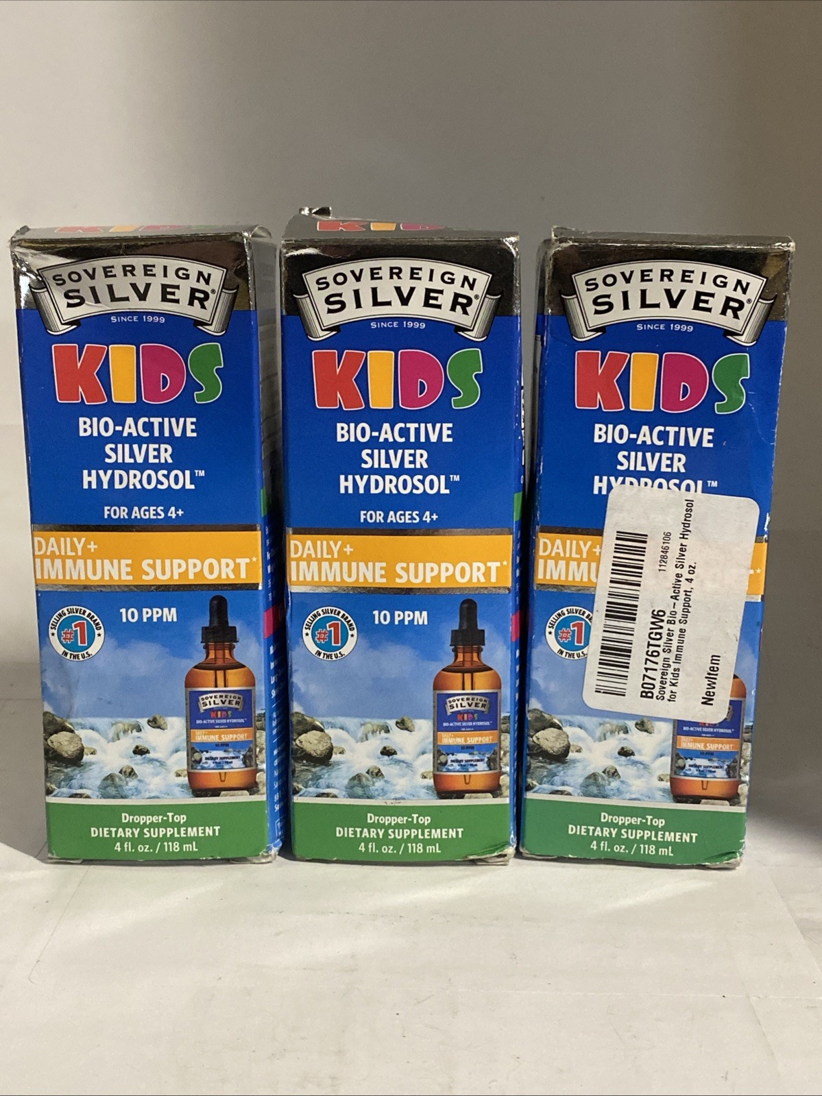 3x Sovereign Silver Kids Bio-Active Silver Hydrosol Immune Support 4 fl oz 7/27