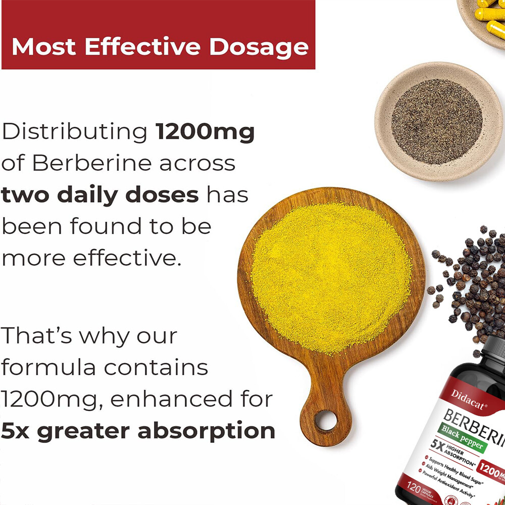 Berberine 1200mg – 5X Higher Absorption – Heart Health, Immune Support – Non GMO