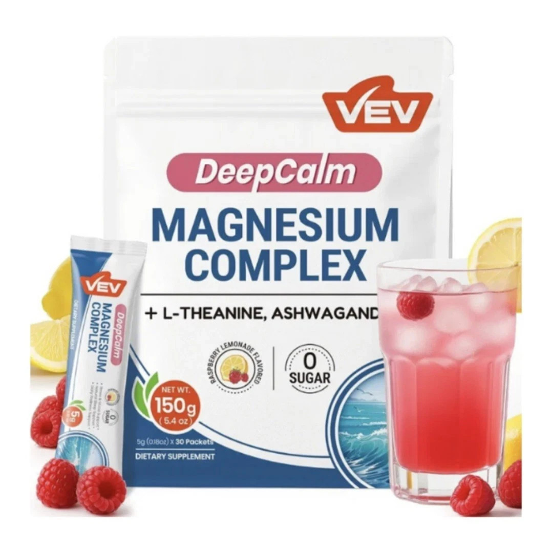 VEV Deep Calm Magnesium Complex Women Drink Powder Supplement Raspberry Lemonade