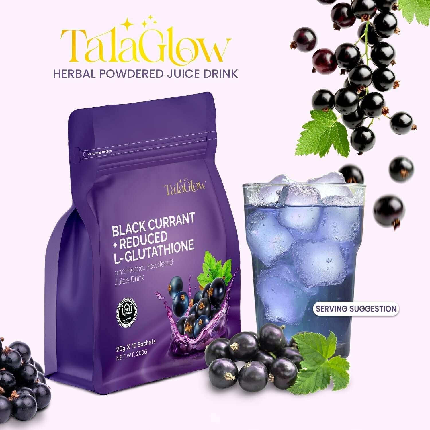 Tala Glow Black Currant + L-Glutathione Herbal Drink 10 Sachets 20g