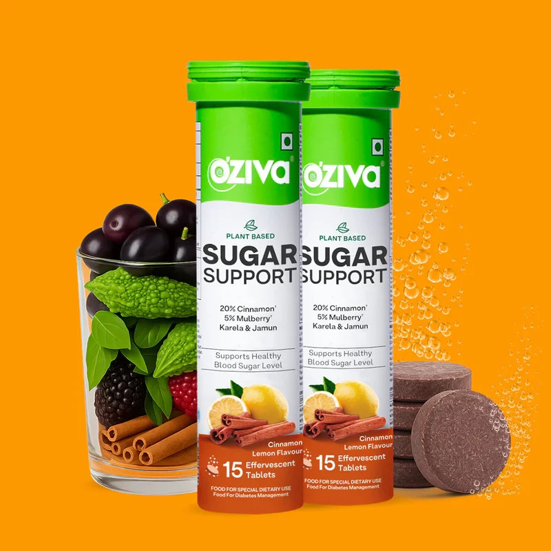 OZiva Plant Based Sugar Support Effervescent With Reducose, 30 Tablets