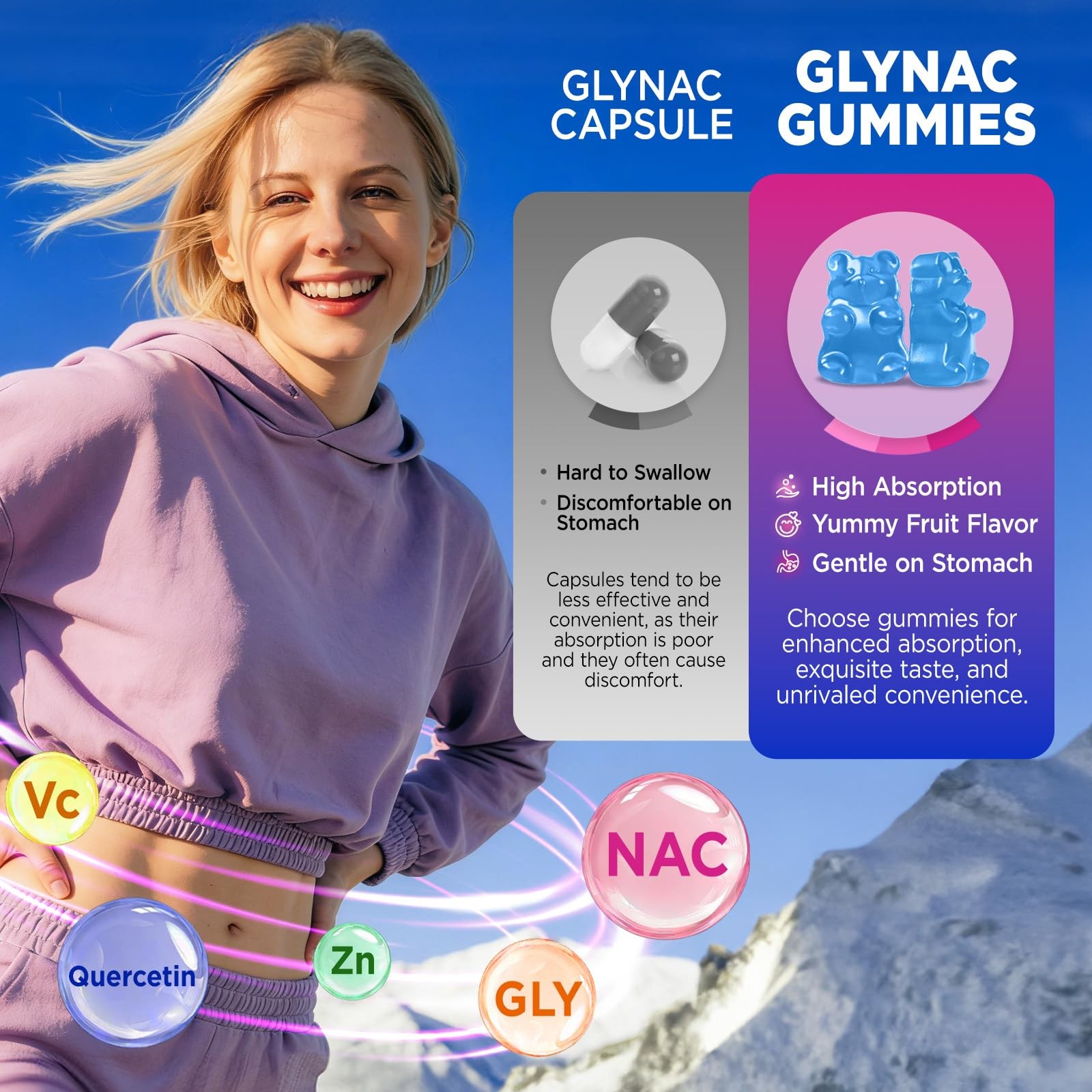 GREABBY Glynac Gummies, Glycine & N-Acetyl Cysteine 60 Count (Pack of 1)