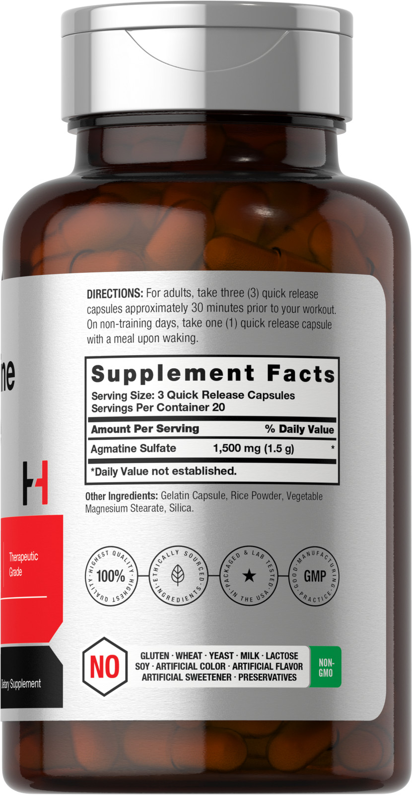 Agmatine Sulfate 1500mg | 60 Capsules | Pharmaceutical Grade | by Horbaach
