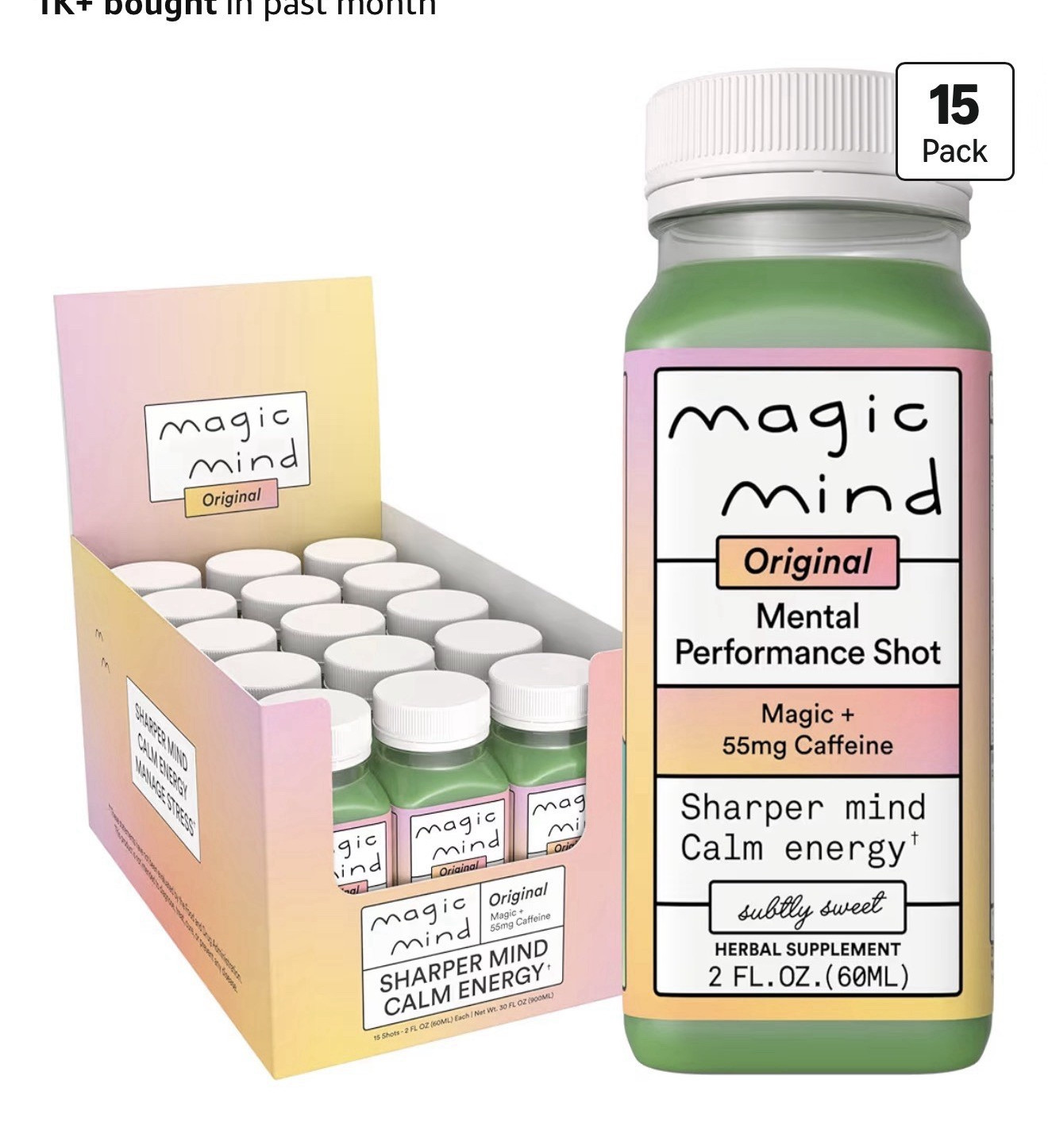 Magic Mind Original Shot 55mg Caffeine 2 fl oz 15 Pack Exp 06/2027