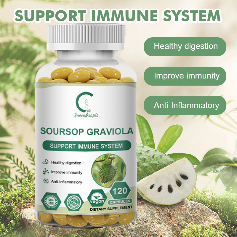120 Capsules GRAVIOLA SOURSOP Leaf Extract 1000mg Annona Muricata Immune Support