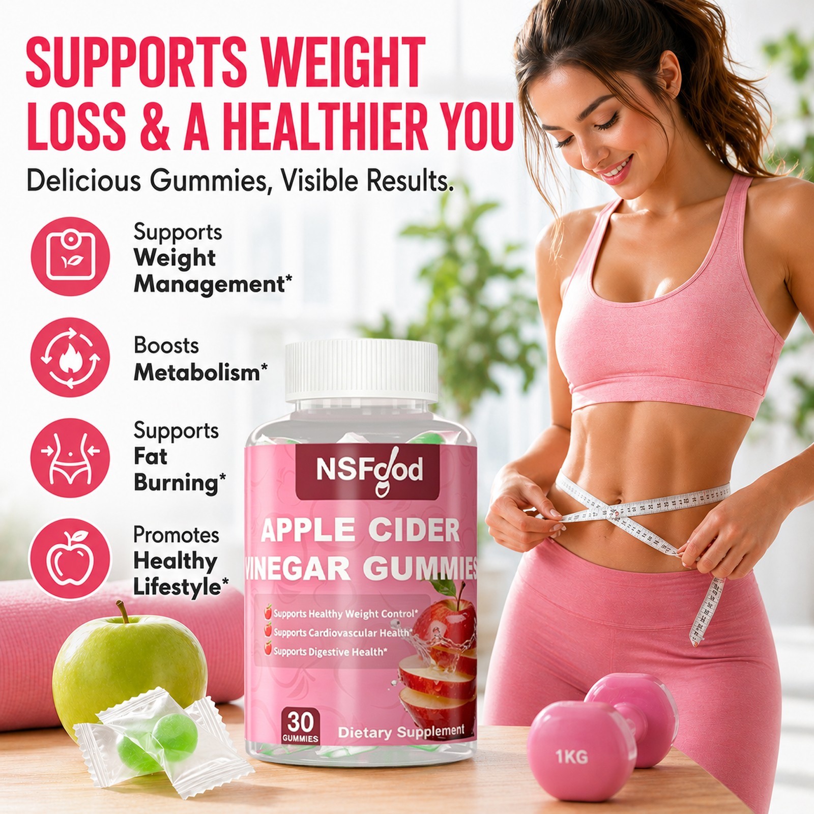 Apple Cider Vinegar ACV Gummies with the Mother Gut Health & Natural Energy Keto