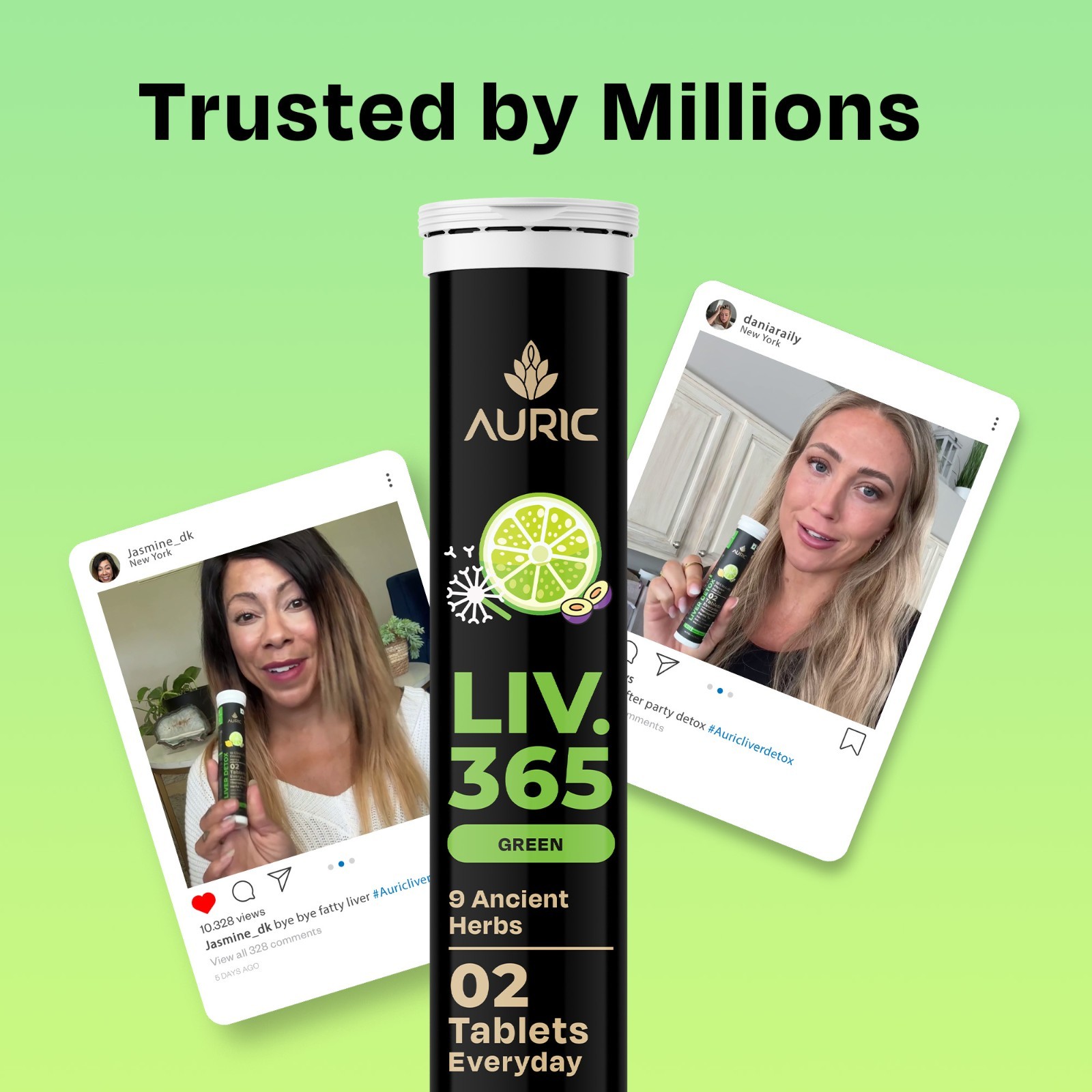 Auric Liv 365 Green Effervescent Tablet | Supports overall wellbeing