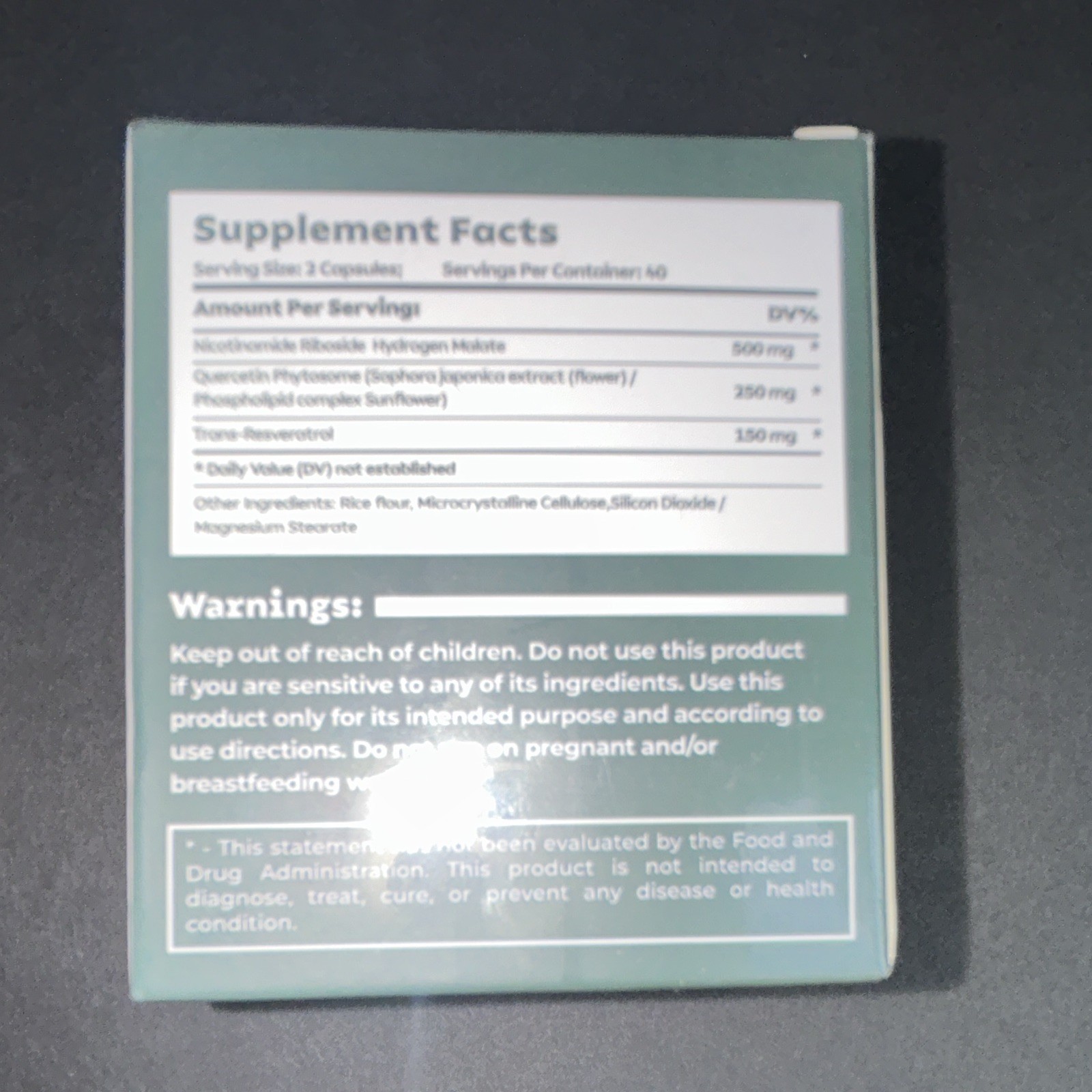 Reus Research NAD+ Nicotinamide Riboside + Resveratrol 900mg 60 Caps Exp 11/2026