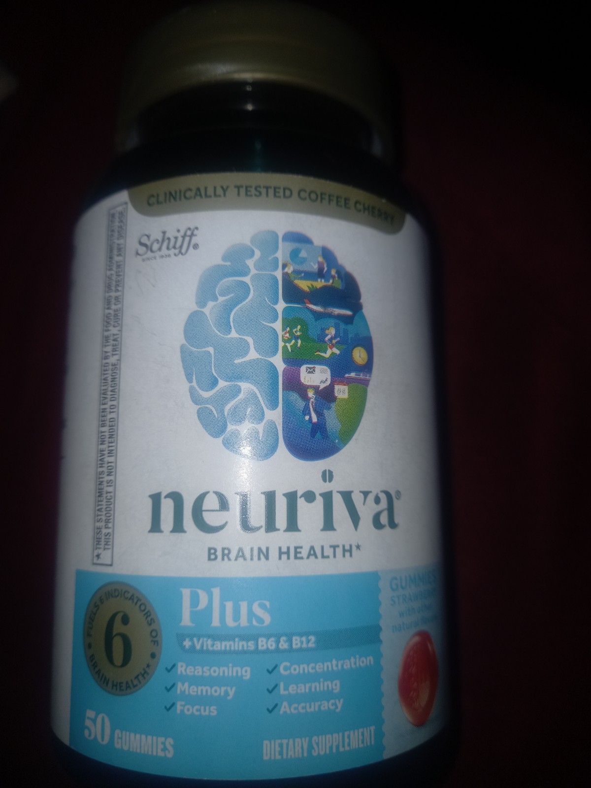 Schiff Neuriva Plus Brain Health Memory Focus Gummies Coffee Cherry 50 Count