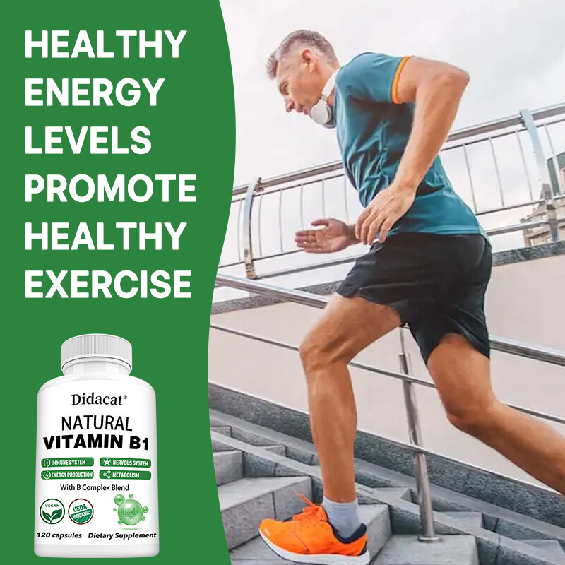 Natural Vitamin B1 Capsules – with 8 Essential Vitamin B Complex for Men & Women