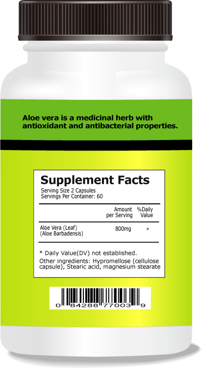Aloe Vera Extract Capsules, For digestion and detox cleansing, immune support