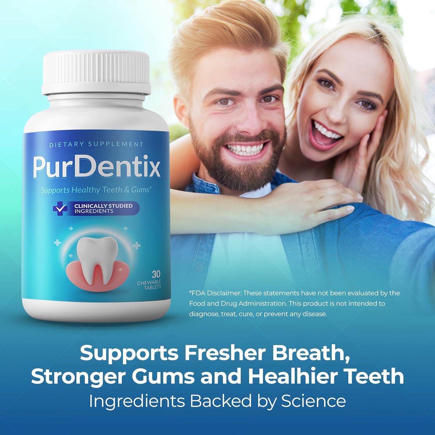 Teeth Gums Support 30 Tablets Oral Health Probiotic Supplement 4-Strain Formula
