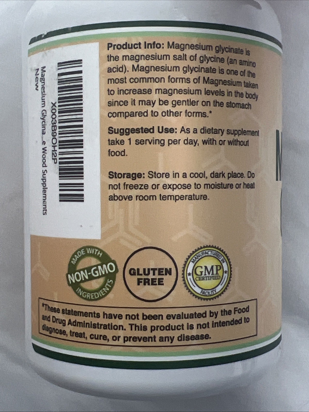 Double Wood Supplements Magnesium Glycinate 400mg 180 Veggie Capsules