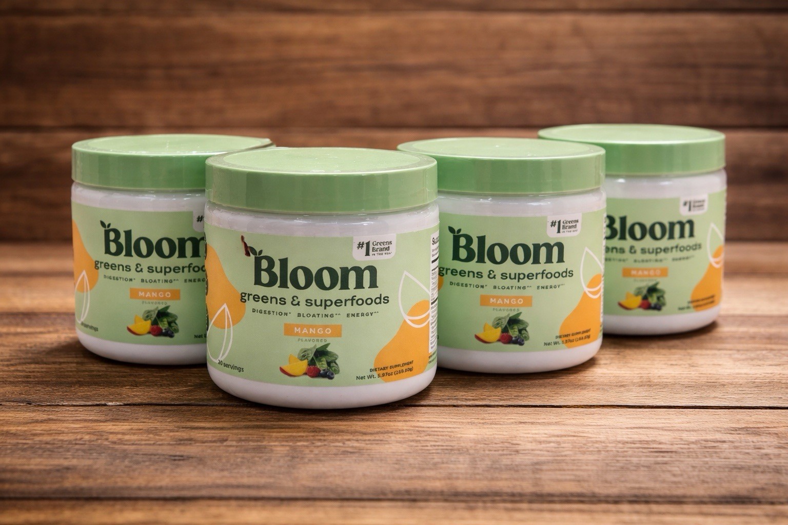 4x Bloom Greens & Superfood Mango 30 Servings Digestion Bloat Relief EXP 04/27