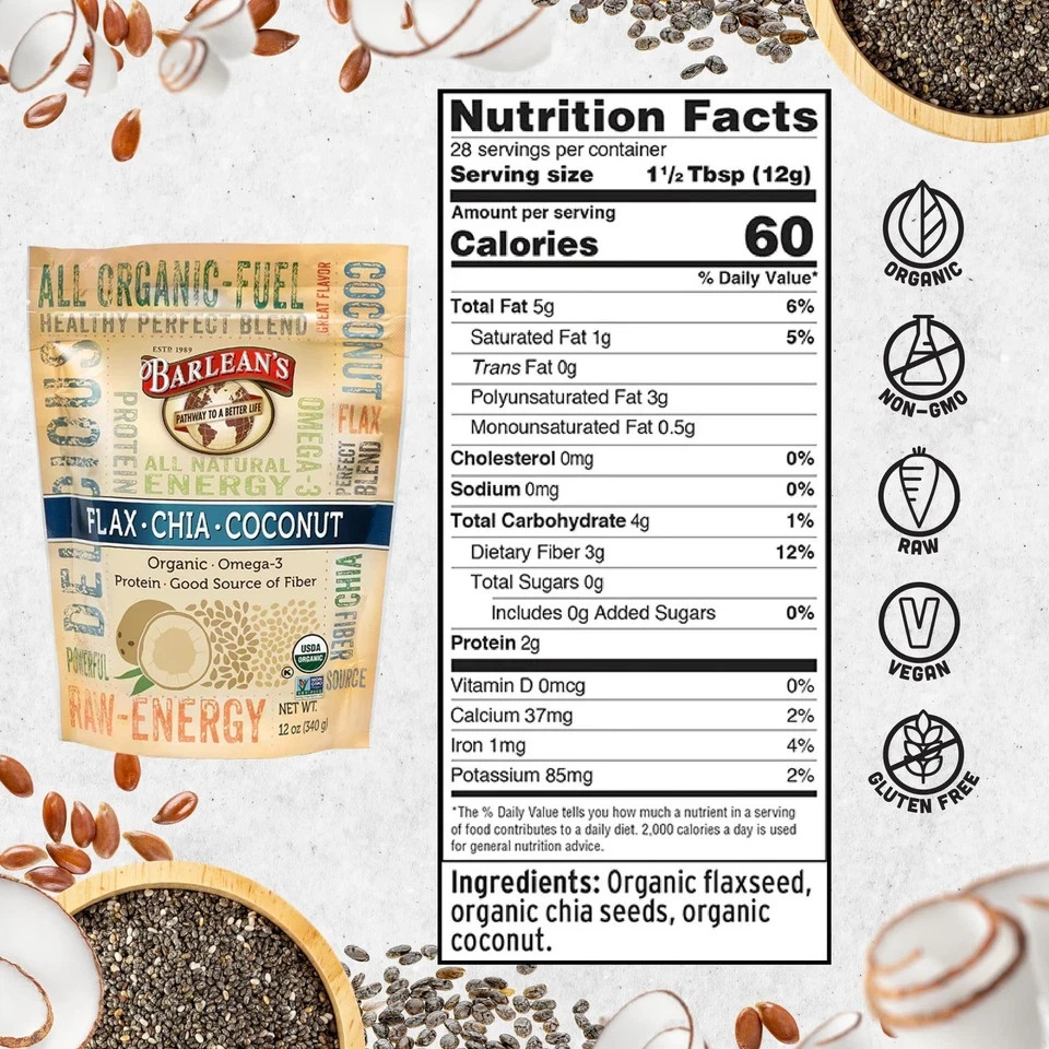 Barlean’s Flax – Chia – Coconut 12 oz