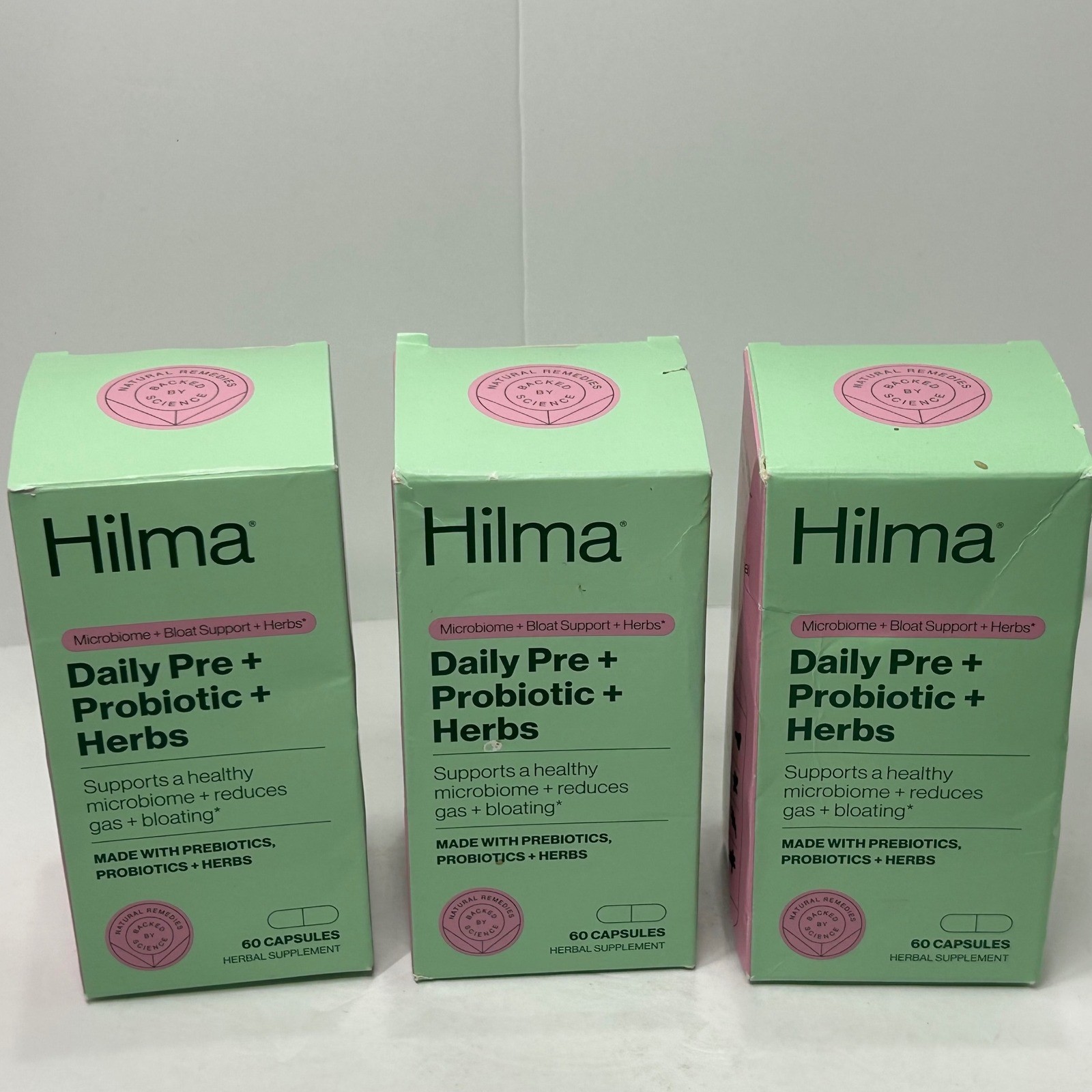 Hilma Daily Pre Probiotic Herbs 180 Capsules Support Gut Health 3 Pack Exp 09/26