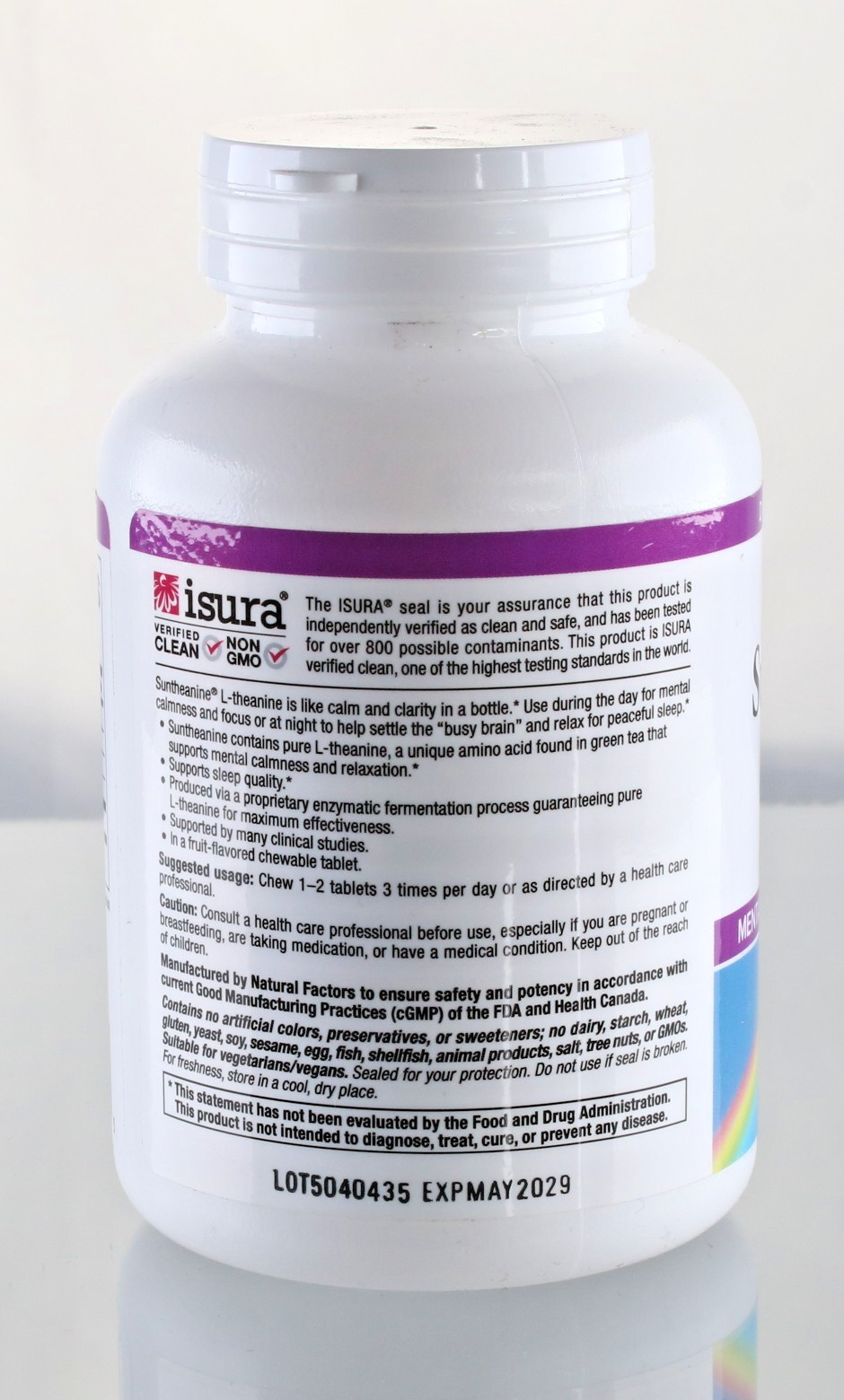 (4) Natural Factors, Stress-Relax, Suntheanine L-Theanine 100 mg, 120 Tablets EA