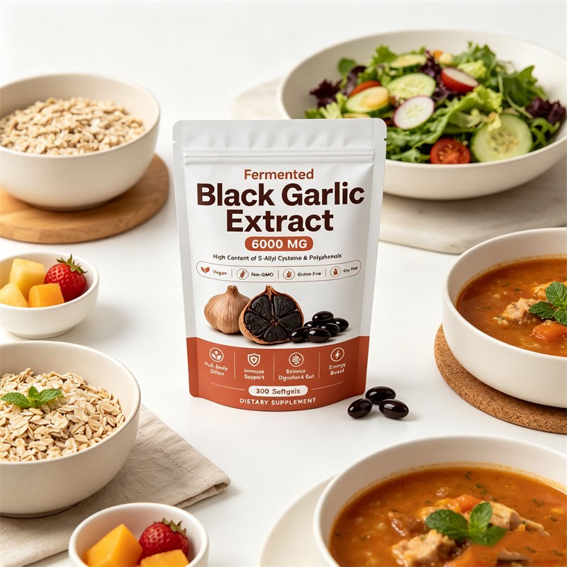 Black Garlic Extract Softgels 300ct, Odorless Vegan Non-GMO Supplement