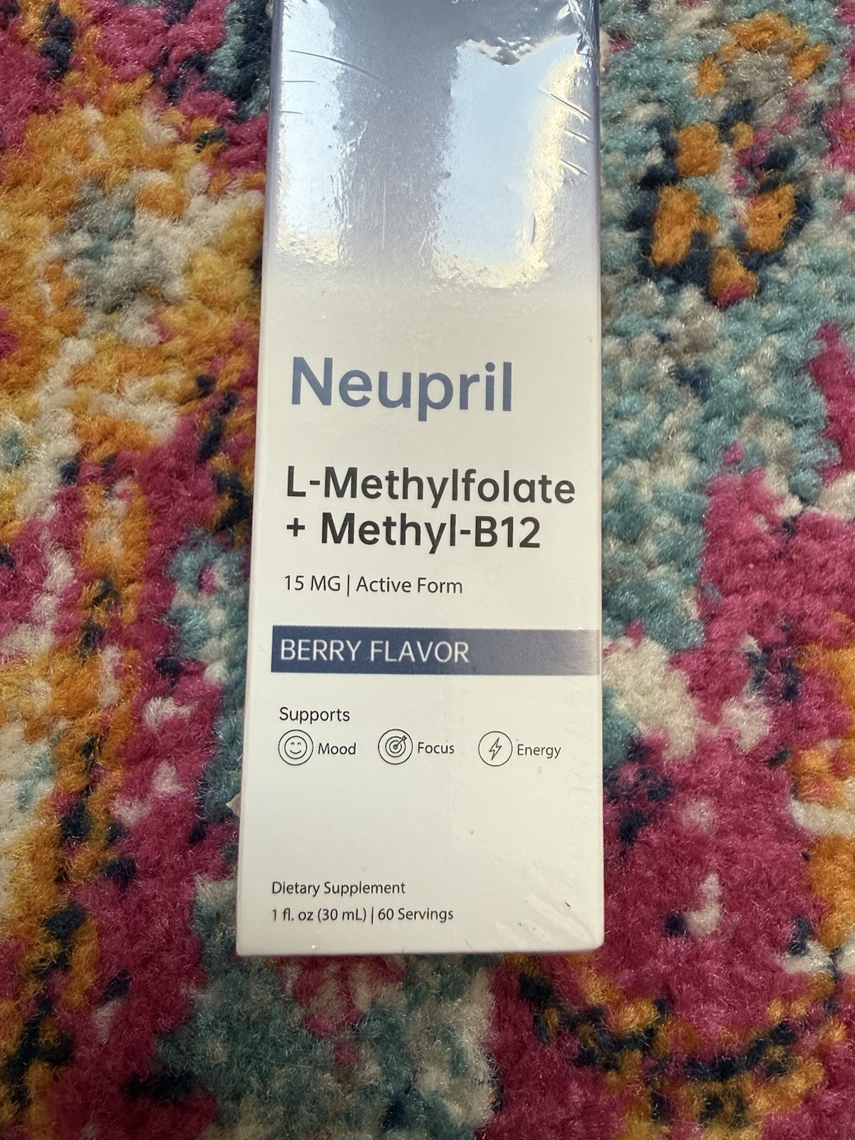 Neupril L-Methylfolate + Methyl-B12 Liquid Drops 15 mg Berry 1 fl oz Exp 09/2027