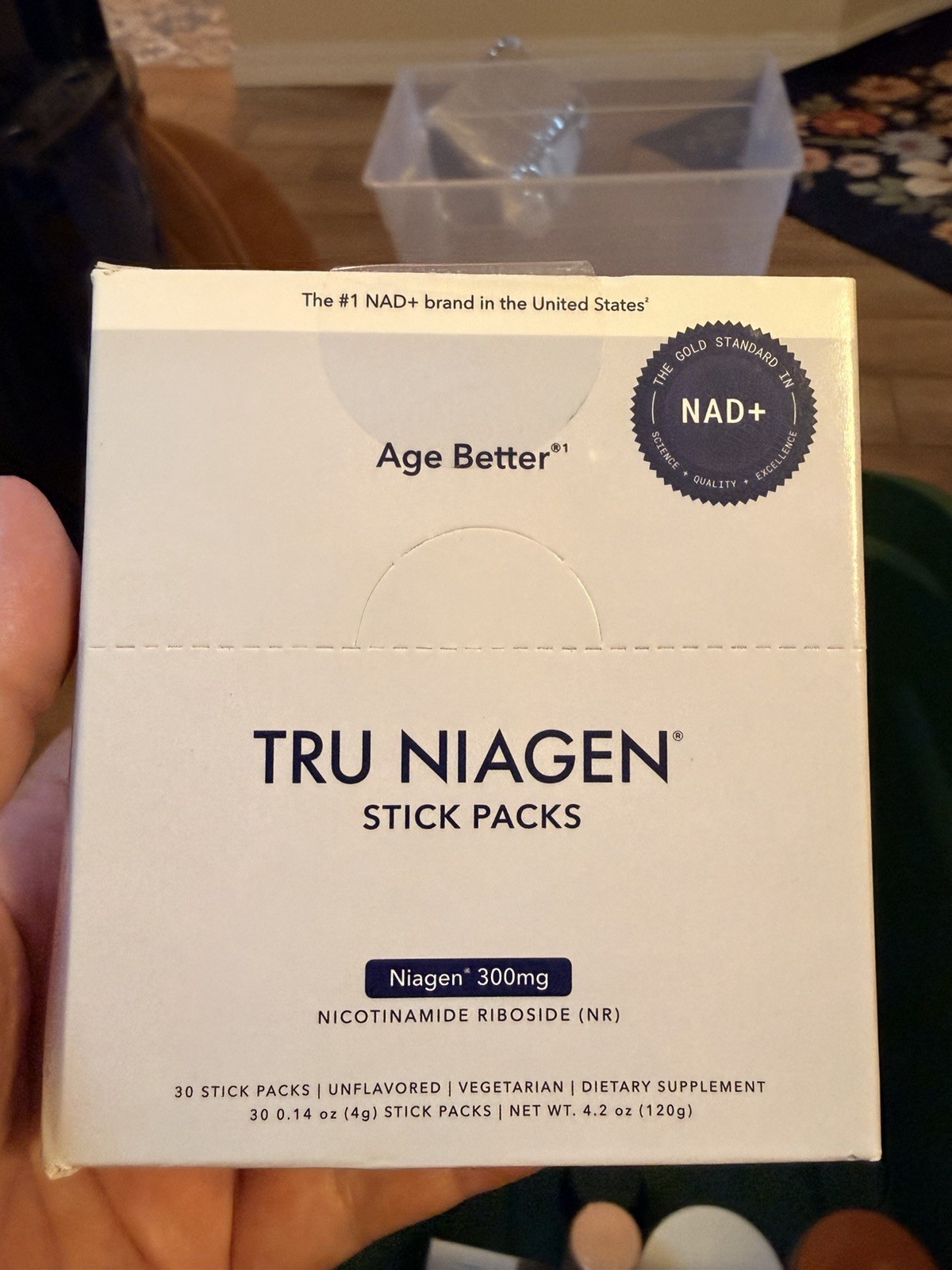 Tru Niagen NAD+ Supplement Stick Packs Niagen NR 300mg Unflavored 30 Ct
