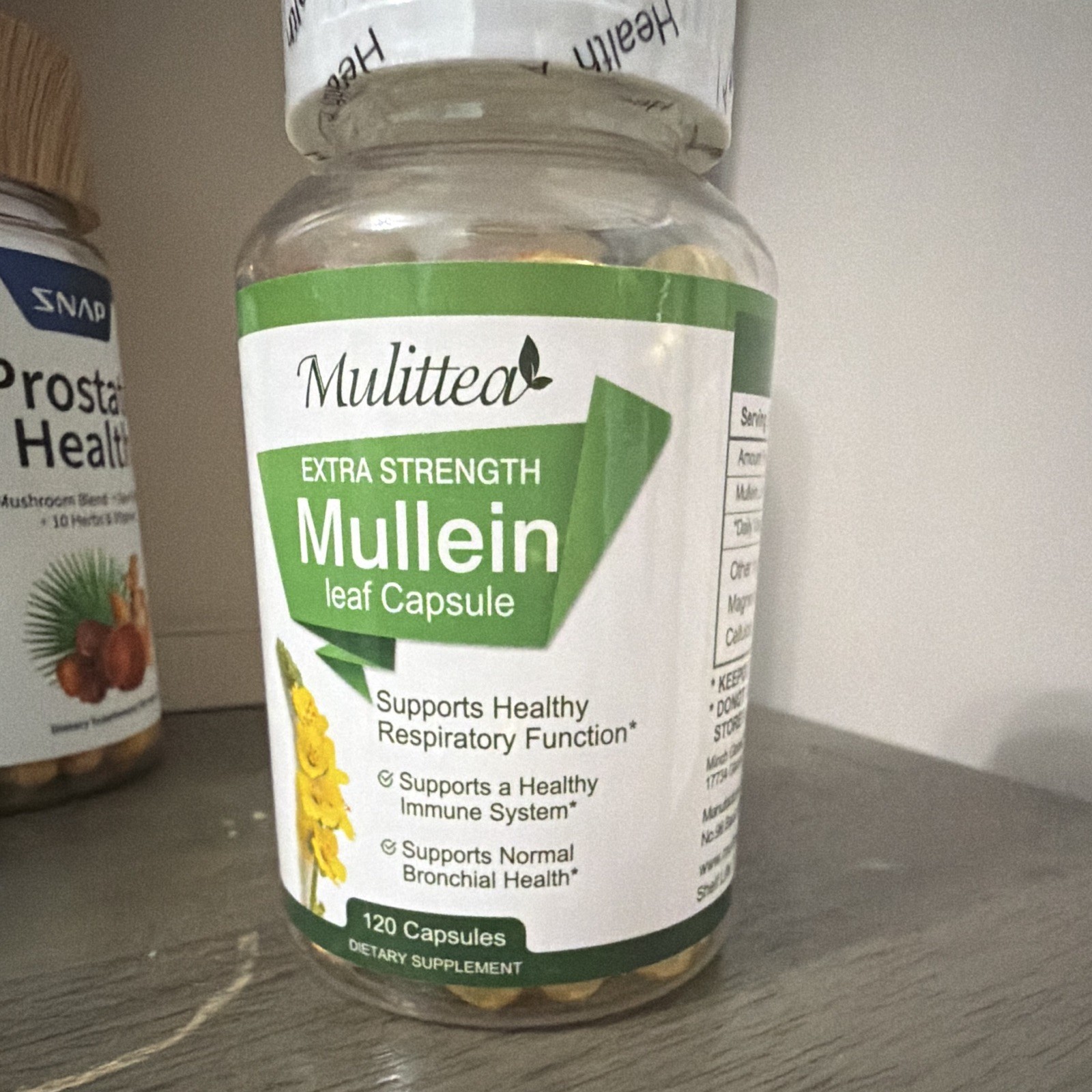Mulittea Extra Strength Mullein Leaf 1000mg 120 Capsules Vegetarian Exp 04/2027