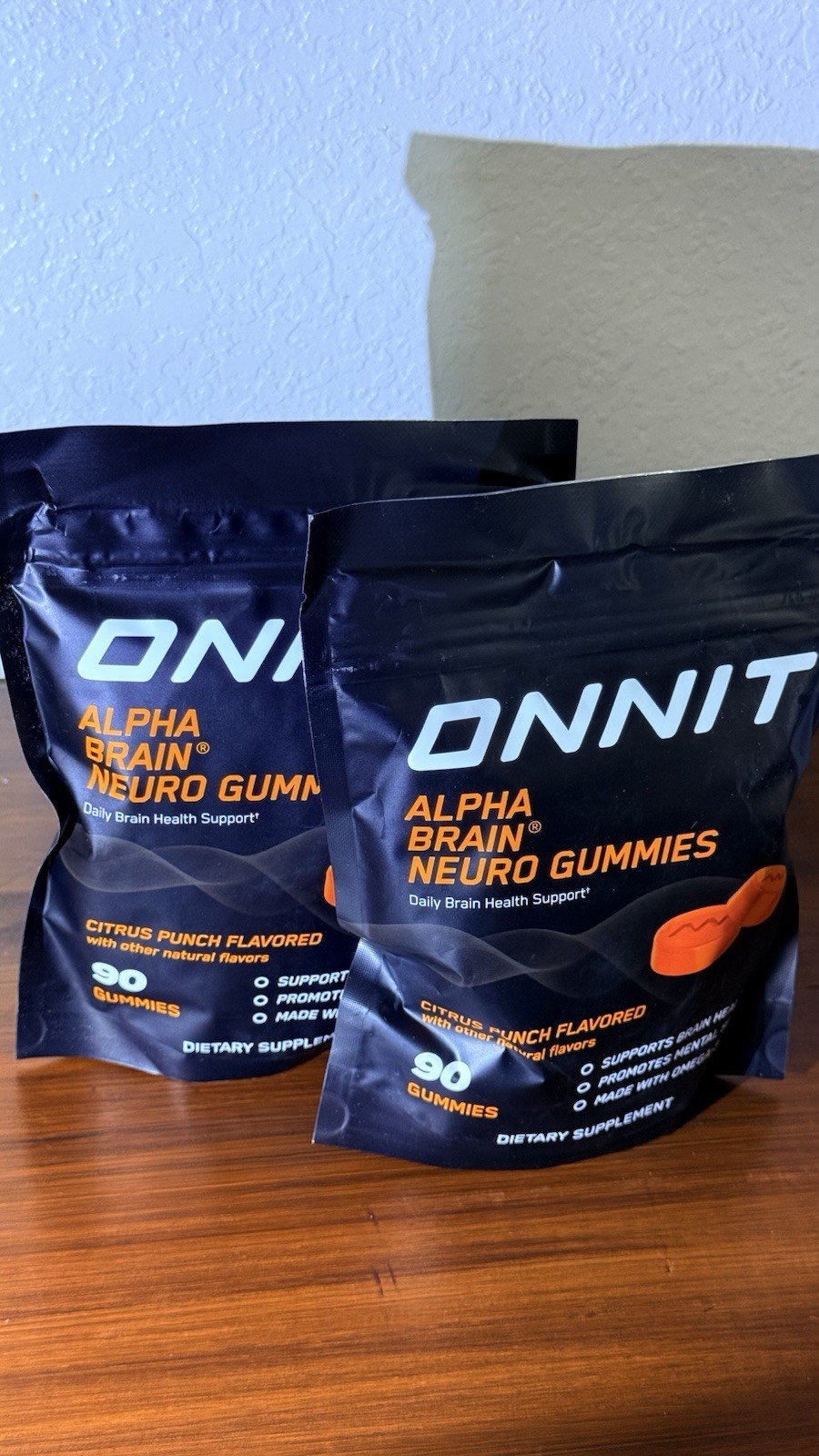 2 pack Onnit Alpha Brain Neuro Gummies Vegan No Synthetic Colors Citrus Punch 90