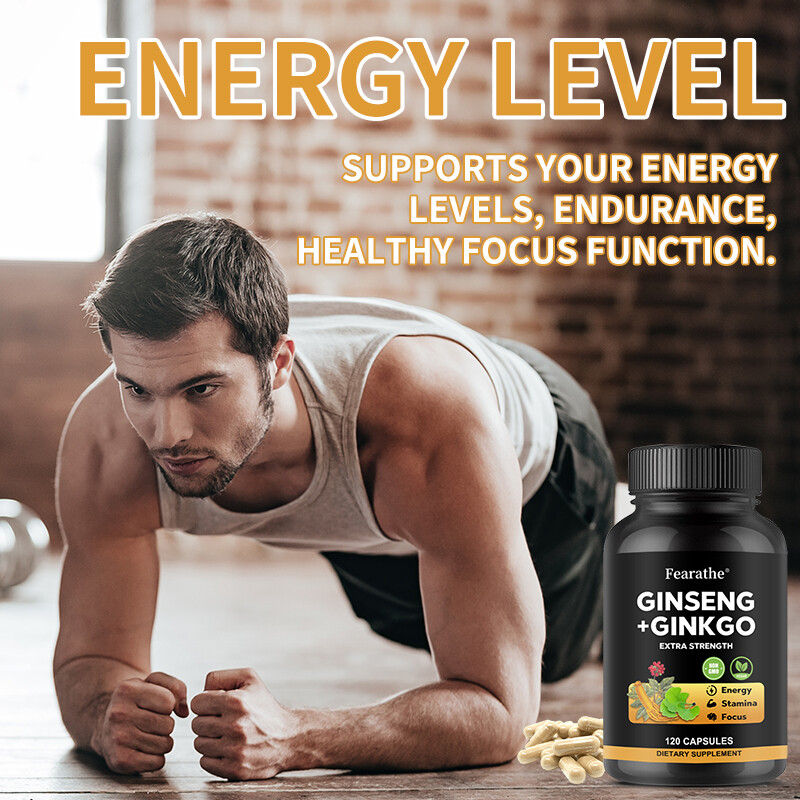 Korean Panax Ginseng 1650mg w/ Ginkgo Biloba for Memory Focus Energy Stamina