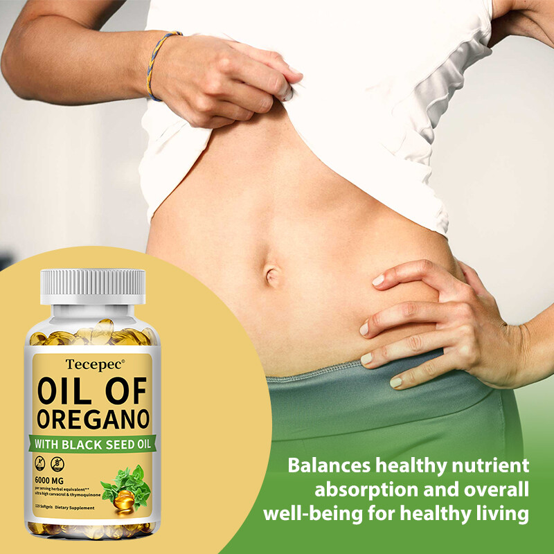 Organic Oil of Oregano Softgels 6000 mg 2 in 1 Black Seed Oil Herbal Supplement