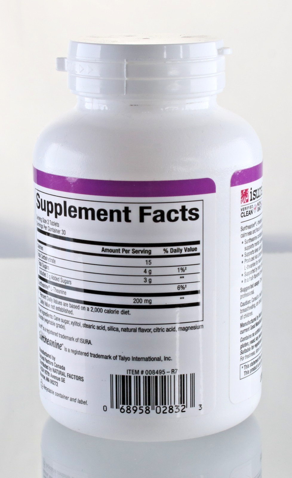 (4) Natural Factors, Stress-Relax, Suntheanine L-Theanine 100 mg, 120 Tablets EA