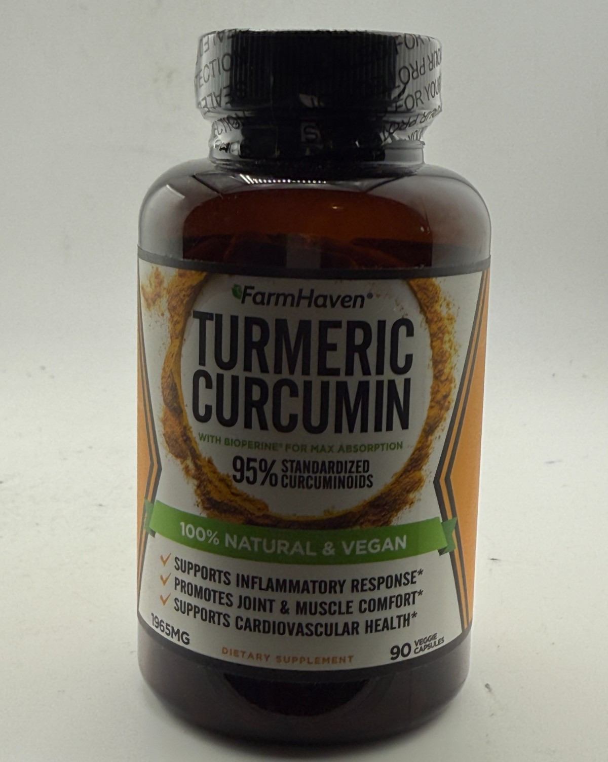 FarmHaven Turmeric Curcumin, Non-GMO Turmeric Capsules, 90 Veg Caps 12/2026