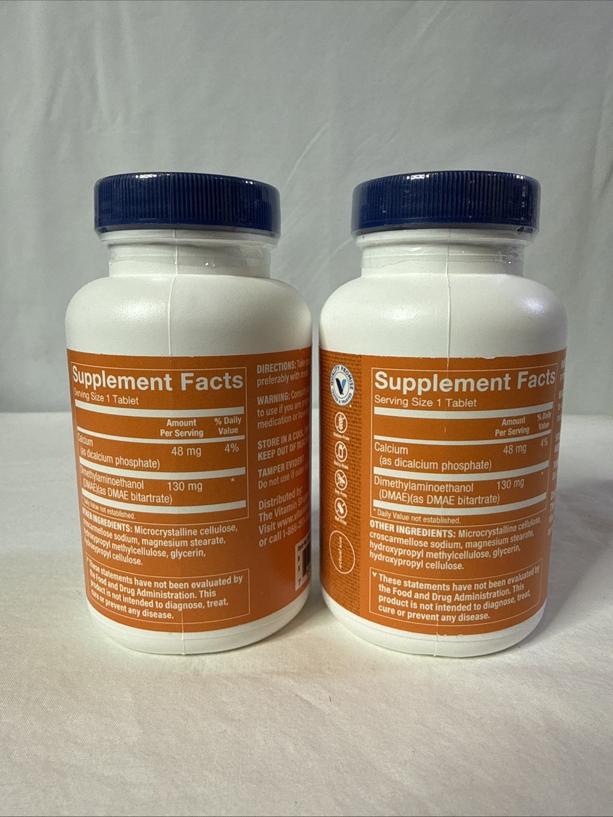 2x The Vitamin Shoppe DMAE 130mg Tablets 480ct Brain Health Mental Focus Adult