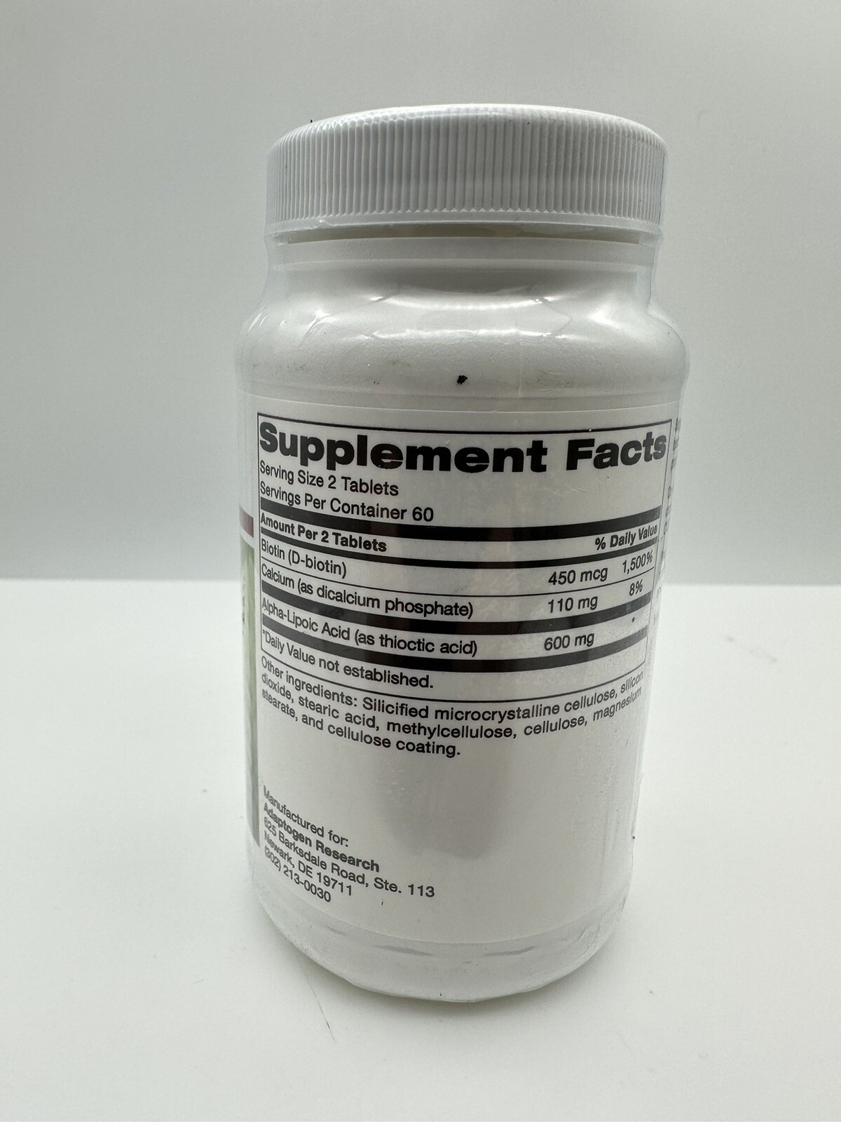 ALA 2 a Day Alpha Lipoic Acid 600mg with Biotin Adaptogen Research (120T)
