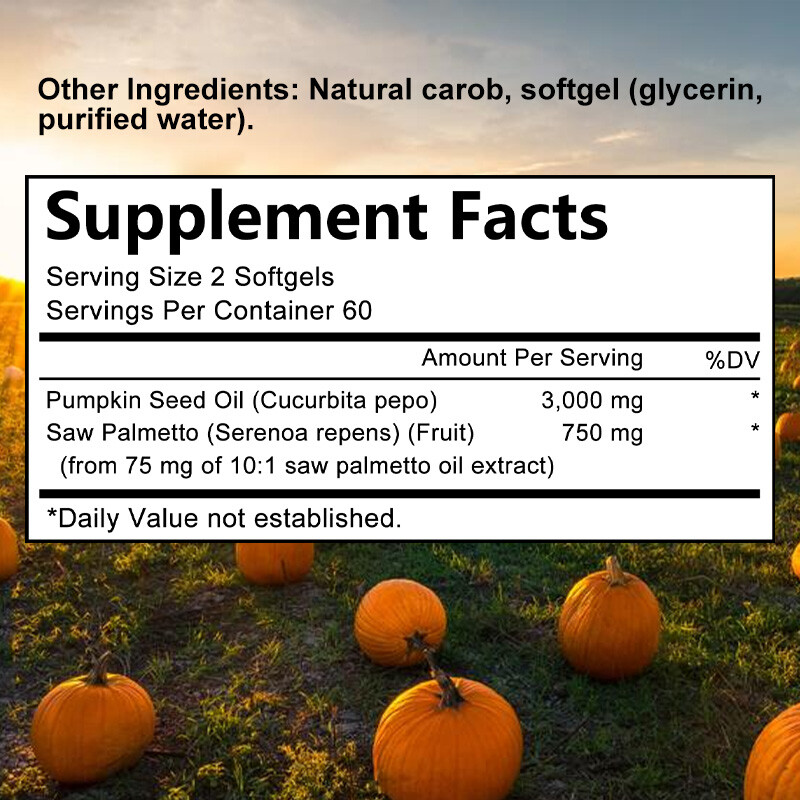 Pumpkin Seed Oil Softgels,3000mg Urinary Tract Brain Heart Wellness, 120 Count