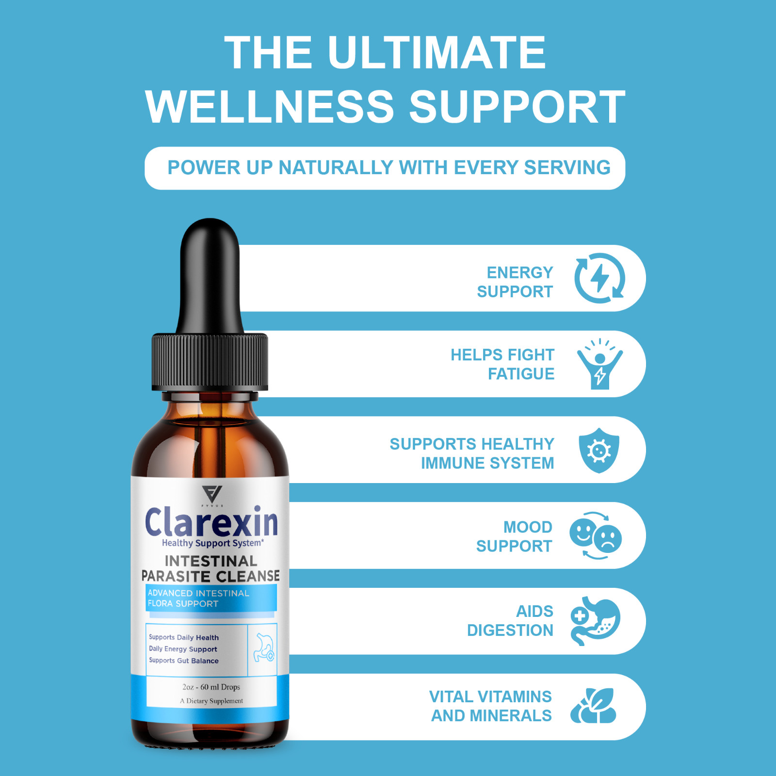 Clarexin Liquid Drops, Clarexen Cleanse Gut Health Support (2oz)