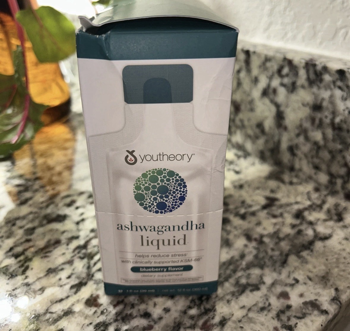 Youtheory Ashwagandha Liquid Stress Relief 12 Packets Blueberry Flavor 7/27 New
